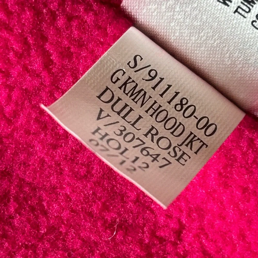 Baby Gap 3-6 mos kimono hood jacket. Off white/hot pink polka dot. Fleece lined